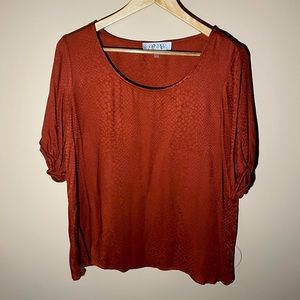 Kasper - Orange Subtle Snakeskin Pattern Blouse